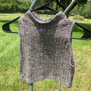 Grey Mock Neck Cropped Tank Top
